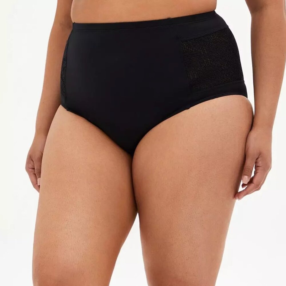 Torrid Black Crochet Detail Swim Bottom Size L/12